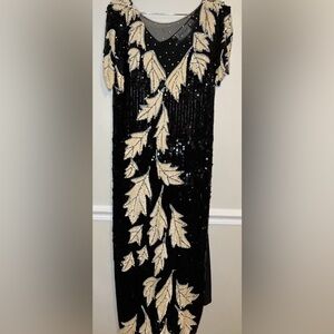 Vintage Dominique Evening Gown Woman’s Black Sequin Dress 1960s Size Large